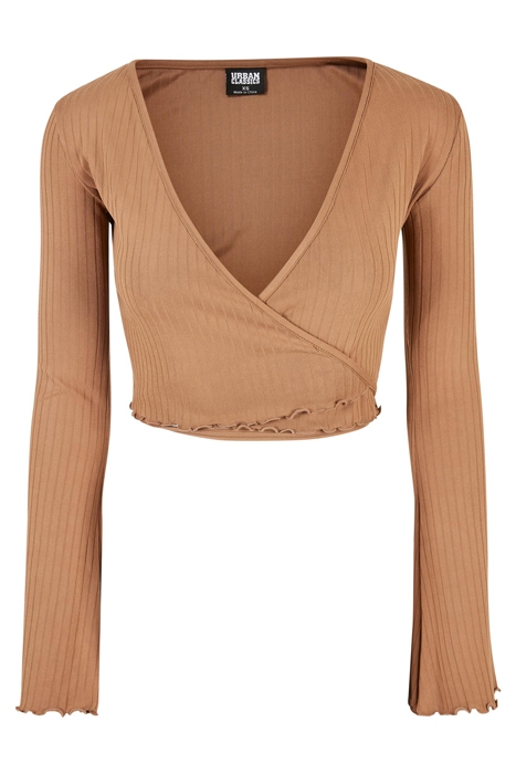 LADIES CROPPED RIB WRAPPED LONGSLEEVE DARKTAUPE 1