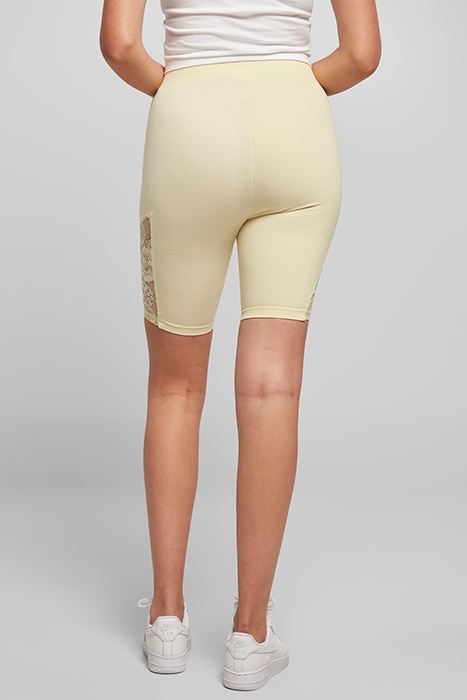 LADIES HIGH WAIST LACE INSET CYCLE SHORTS SOFTYELLOW 3