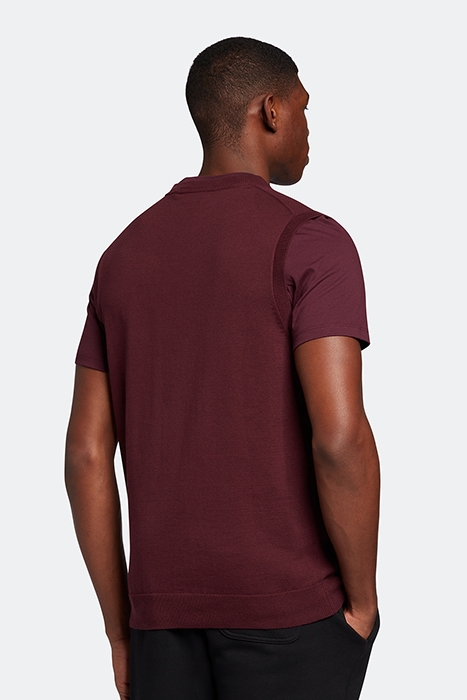COTTON CREW NECK VEST BURGUNDY 2