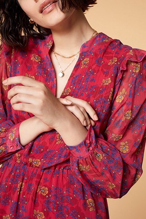 RAIN - FUCHSIA FLORAL PRINT 70'S MAXI DRESS 4