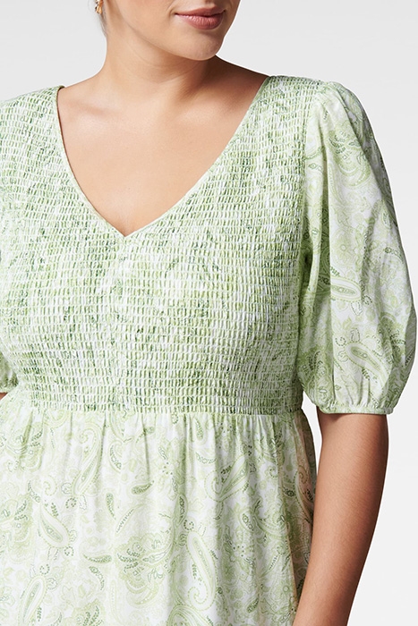 CAROLINA CURVE TIERED MIDI DRESS EVERGREEN PAISLEY 4