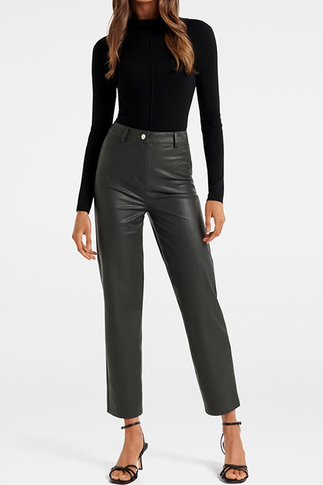 JULIET VEGAN LEATHER STRAIGHT LEG PANTS DEEP GREEN 5