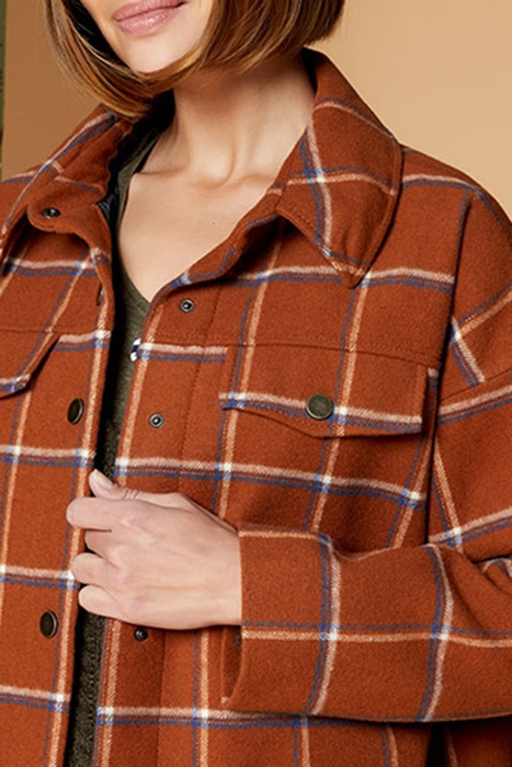 DECISO - 2 IN 1 COAT CARAMEL WOOL FANTASY WITH CHECK PATTERN 5
