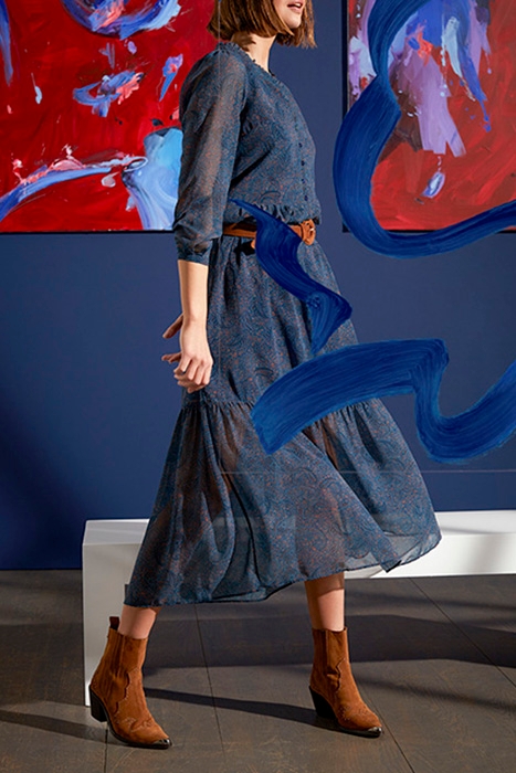 RUBIS - DUCK BLUE PAISLEY PRINT MAXI DRESS 3