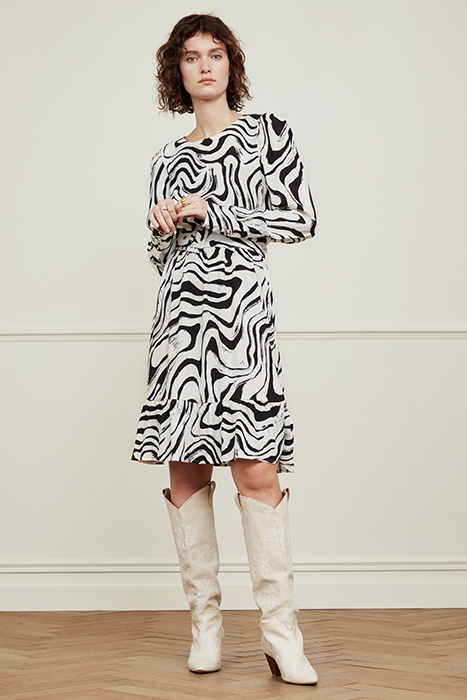 FREDDIE DRESS CREME BRULEE/BLACK 2