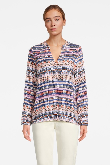 PRINTED BLOUSE WITH V-NECK ROSEWATER 1