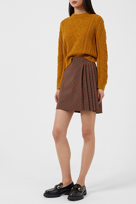 BETTINA CHECK SUITING SKIRT CAMEL MIX 2