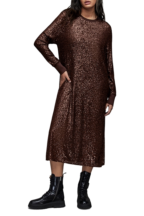 JUELA CREW DRESS DARK BROWN 1