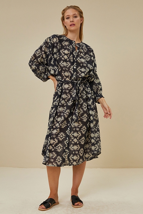 LUCY MADRAS DRESS MADRAS BLACK PRINT 1