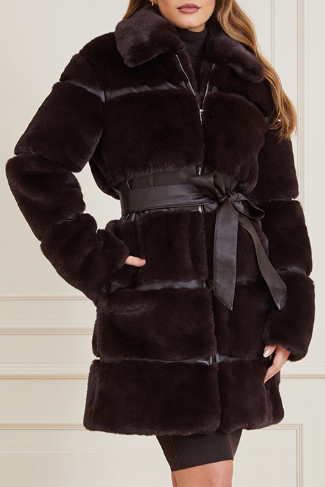 ROSETTA FAUX FUR COA DARK ROAST COAT MULTI 1