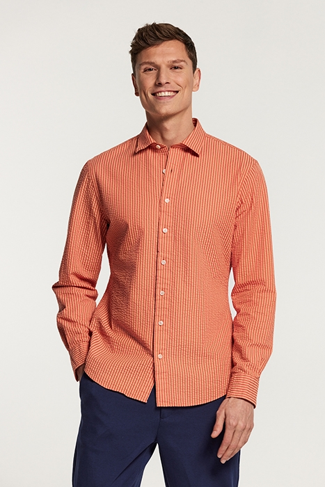 SHAWN SEERSUCKER SHIRT TANDORI SPICE BROWN 1