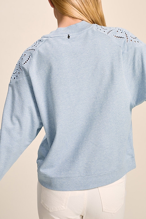 MUKKI - BLUE CHAMBRAY FLEECE SWEATSHIRT WITH EMBROIDERY 5
