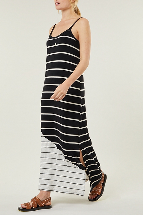STRAPPY DRESS MIX STRIPES BLACK/OAT 3