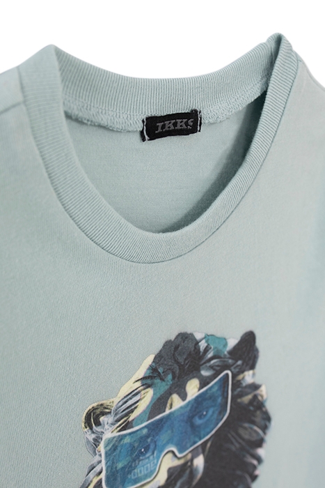 BOYS’ AQUA GREEN CAMOUFLAGE LION IMAGE T-SHIRT 4