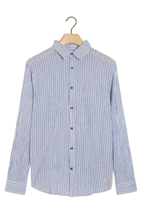 REGULAR FIT CRINKLED COTTON VOILE IN STRIPES AND CHECKS WHIT 1