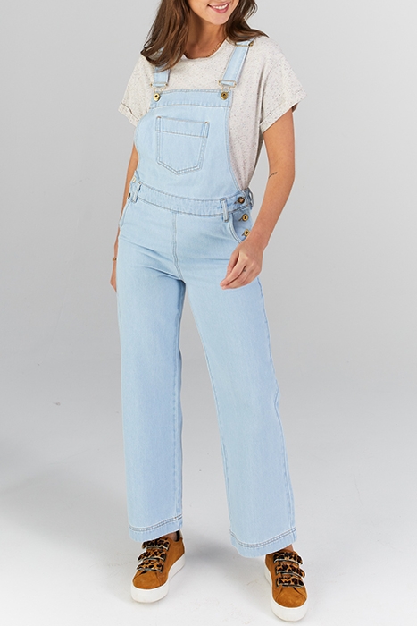 BLUE DENIM WIDE-LEG DUNGAREES 1
