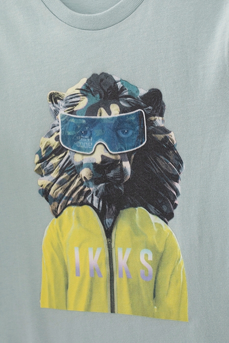 BOYS’ AQUA GREEN CAMOUFLAGE LION IMAGE T-SHIRT 5