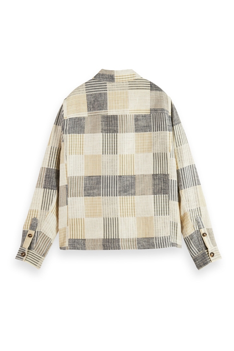 LINEN-BLEND JACQUARD CHECK OVERSHIRT BLUE CHECK 2
