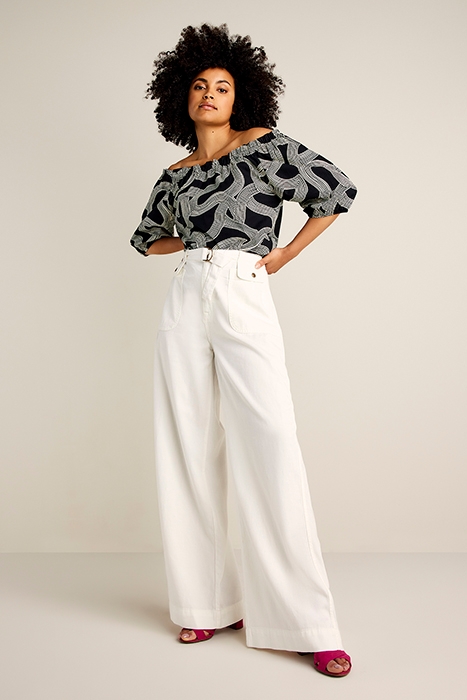 WIDELEG PANTS COTTON LYOCELL TWILL OFF WHITE 1