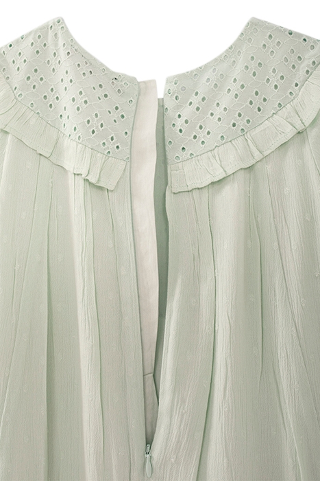 GIRLS’ AQUA GREEN DRESS WITH EYELET EMBROIDERY PANEL 4