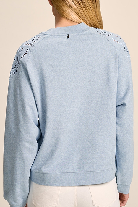 MUKKI - BLUE CHAMBRAY FLEECE SWEATSHIRT WITH EMBROIDERY 2