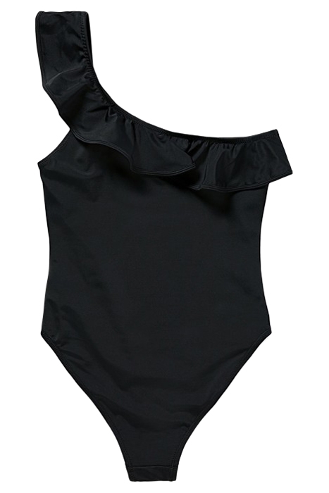 ONE SHOULDER RUFFLE SWIMSUIT BLACK 2