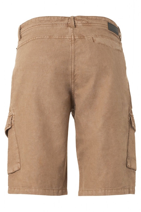 SHORT WITH LINEN GARMENT DYED CARGO KHAKI 5