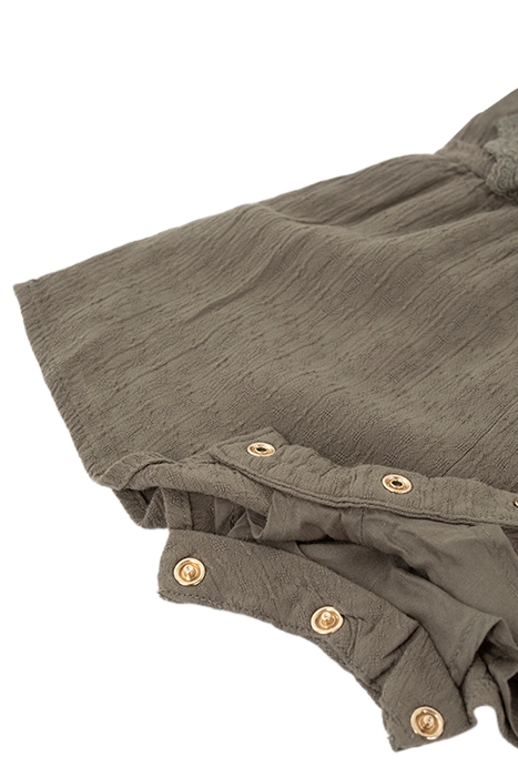 BABY GIRLS’ KHAKI CREPE PLAYSUIT WITH EMBROIDERED RUFFLES 8