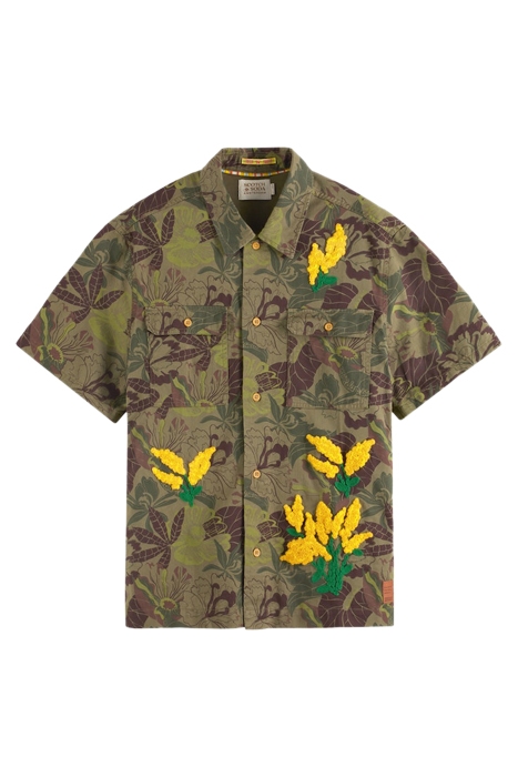 PRINTED SHORT SLEEVE TWILL SHIRT WITH SPECIAL EMBROIDERIES C 1