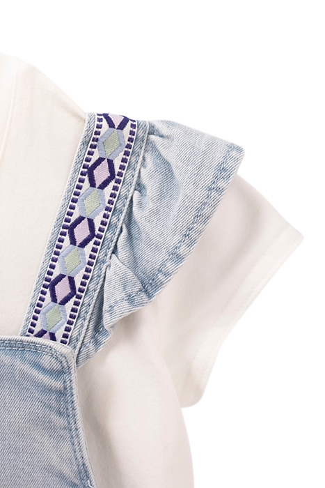 GIRLS’ DENIM SHORT DUNGAREES & WHITE T-SHIRT OUTFIT 7