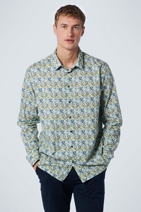 SHIRT STRETCH ALLOVER PRINTED LIGHT GREEN 1