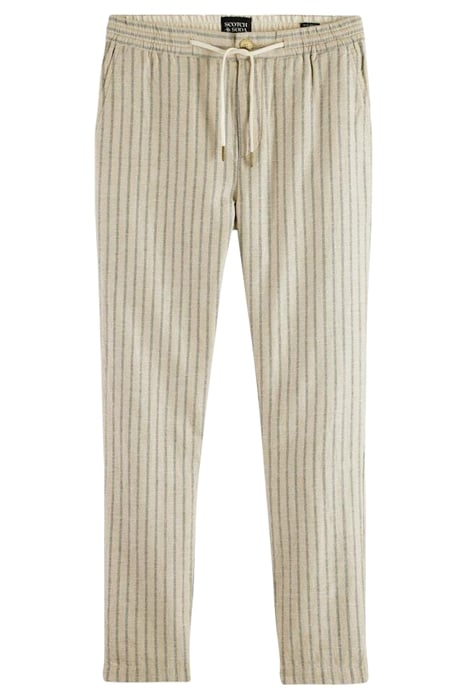 WARREN- STRIPED COTTON LINEN JOGGER SAND/ BLACK STRIPE 1