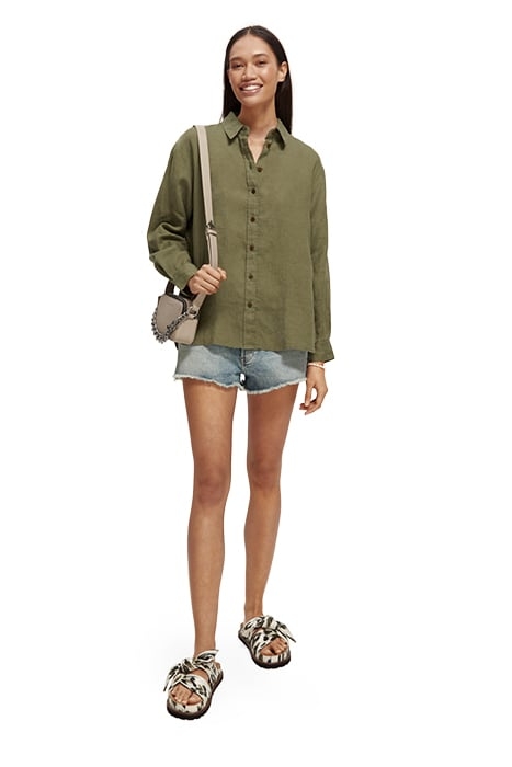 OVERSIZED LINEN SHIRT OLIVE GREEN 5