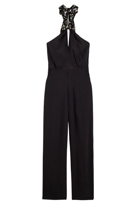 CONTRAST BOW JUMPSUIT BLACK 1