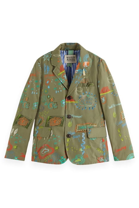 ALL-OVER PRINTED BLAZER PARK SCRIBBLES MILITARY 1