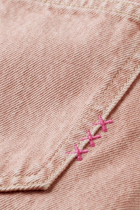 YARN DYED DENIM SKIRT WITH CONSTRUCTED DETAILS PINK 7