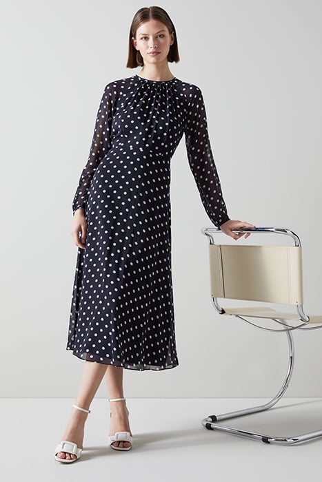 ADDISON MIDI DRESS NAVY/CREAM 4