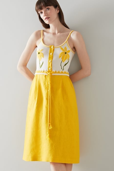 LUCIA MIDI DRESS CREAM/YELLOW 1