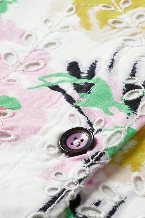 PUFF SLEEVE EMBROIDERED ORGANIC COTTON SHIRT DRESS ASTER WHI 7