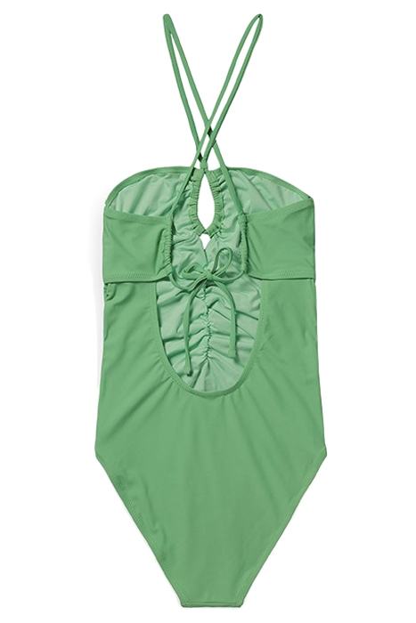 RUCHED FRONT HALTER SWIMSUIT BRIGHT PARAKEET 2