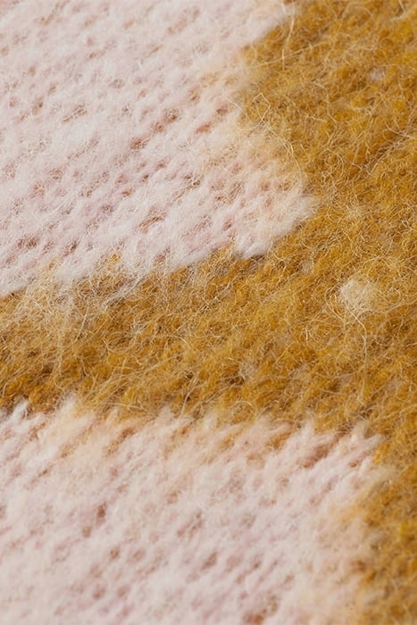 BRUSHED ABSTRACT FLORAL PULLOVER CARAMEL 6