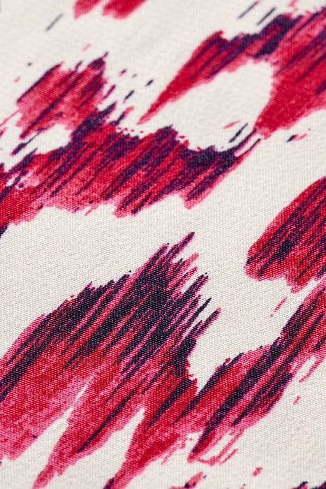 LONG-SLEEVE DRAPED DRESS WITH SLIT DETAIL BRUSHED IKAT CHERR 3