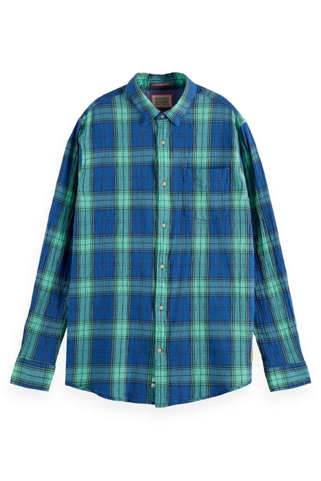 REGULAR-FIT CHECKED SEERSUCKER VOILE SHIRT COMBO A 1