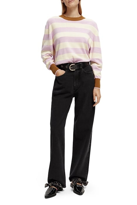 STRIPE CREWNECK PULLOVER IN ORGANIC COTTON LAVENDER 5