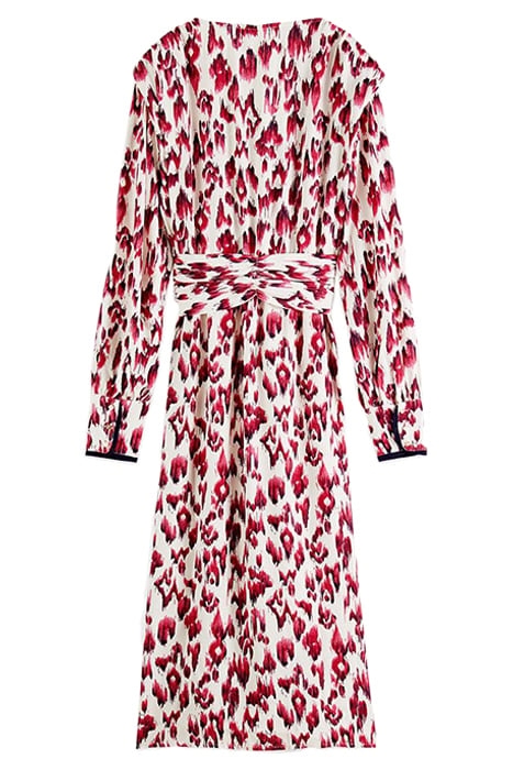 LONG-SLEEVE DRAPED DRESS WITH SLIT DETAIL BRUSHED IKAT CHERR 2