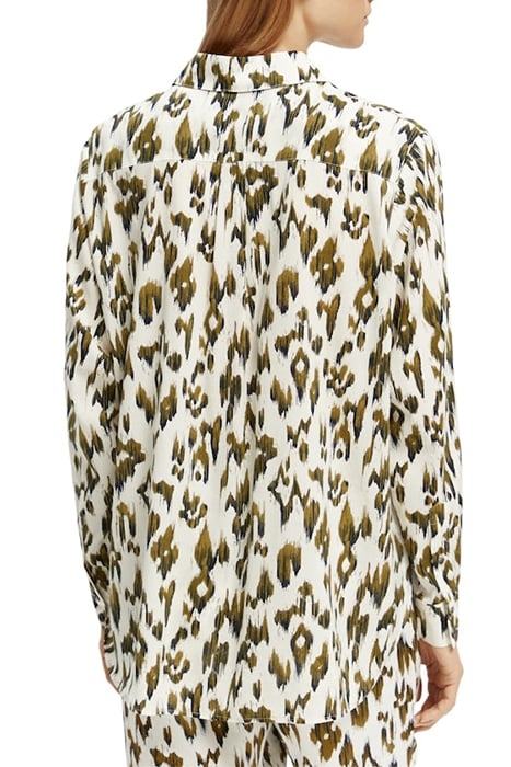 OVERSIZED SHIRT WITH PRINT BRUSHED IKAT ARMY GREEN 4