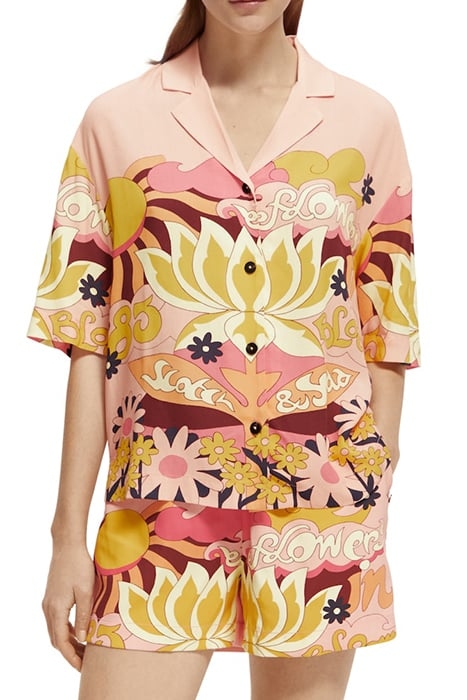 CAMP SHIRT WITH PLACED PRINT BLUSH PEACH 2