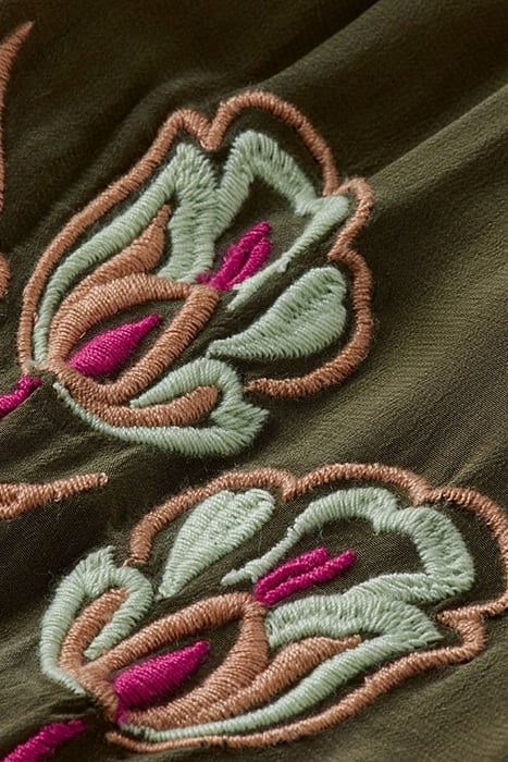 RUCHED WAIST BLOUSE WITH EXTENDED SHOULDER ARMY GREEN 3