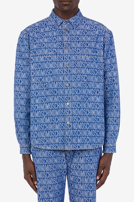 ALLOVER LOGO JACQUARD DENIM SHIRT BLUE 1