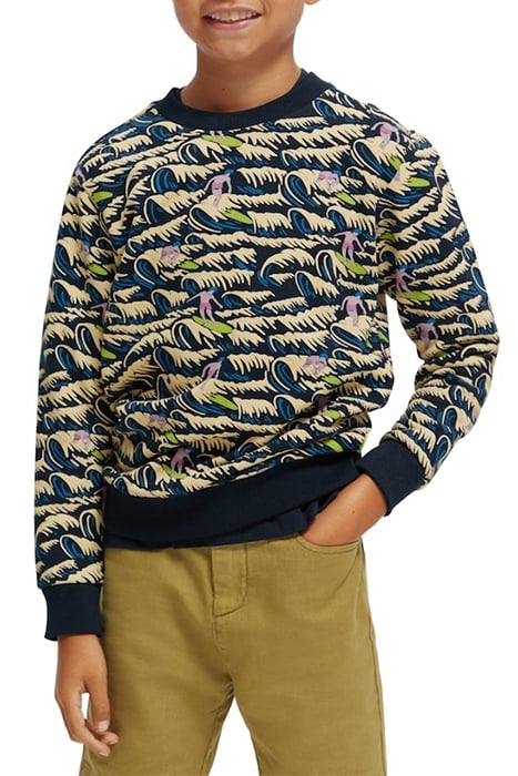 COTTON IN CONVERSION ALL-OVER PRINTED CREWNECK SWEATSHIRT BL 2